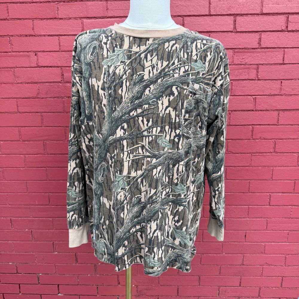 Vtg Carhartt Camo Shirt Mens XL Long Sleeve‎ Mossy Oak Green Leaf Camouflage USA